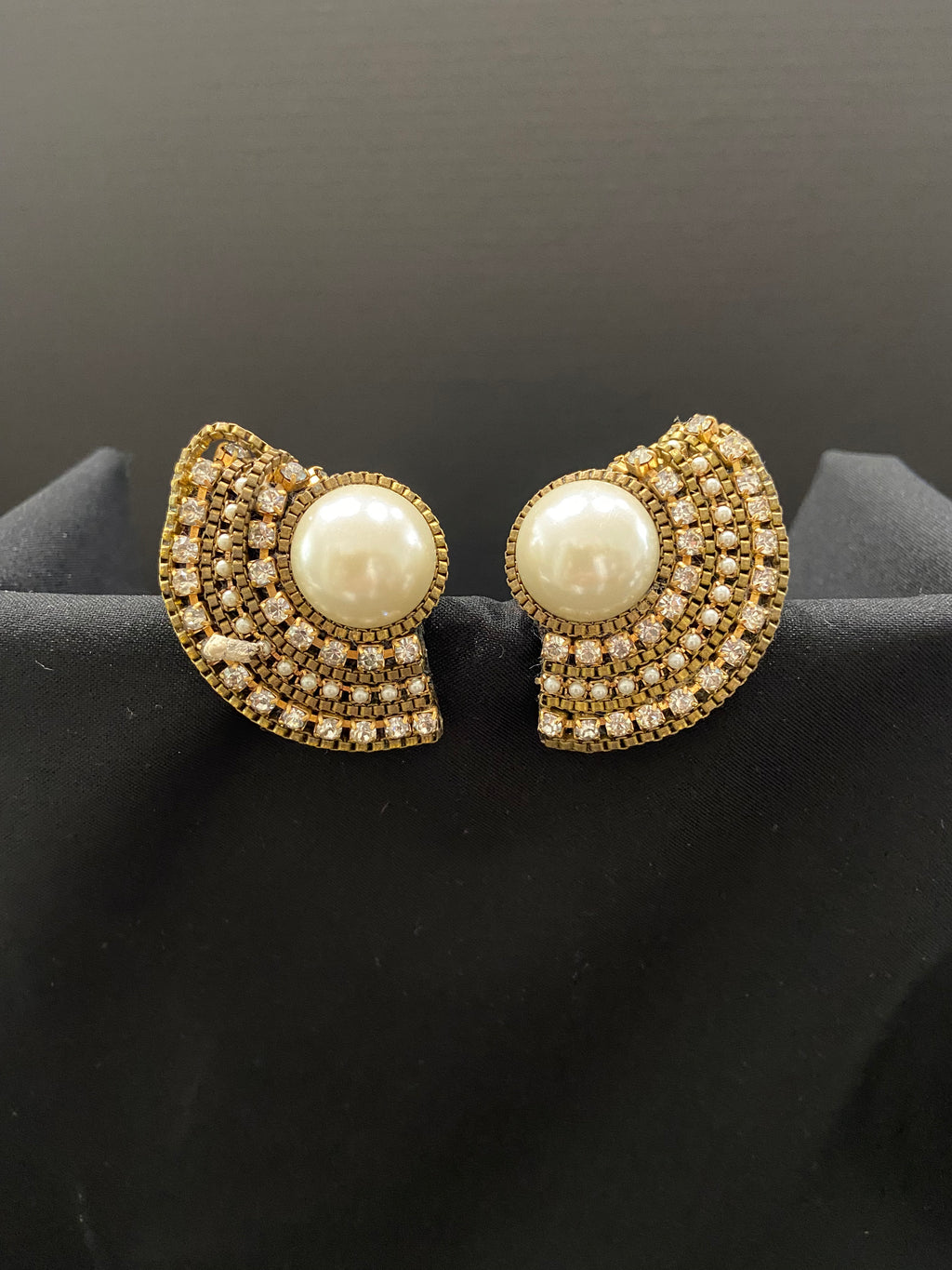 Hansen Faux Pearl/Diamond Clip-on Earrings