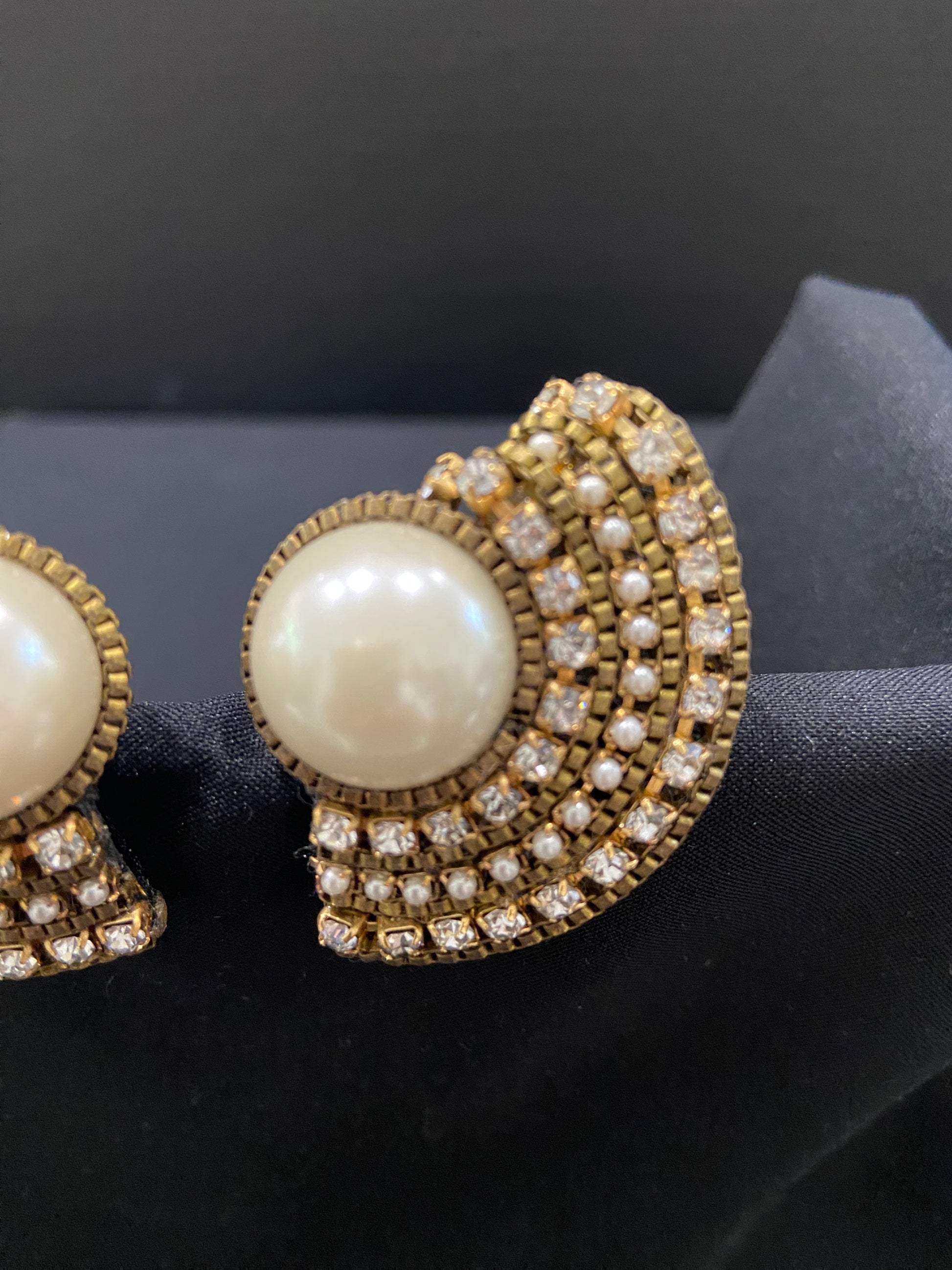 Hansen Faux Pearl/Diamond Clip-on Earrings