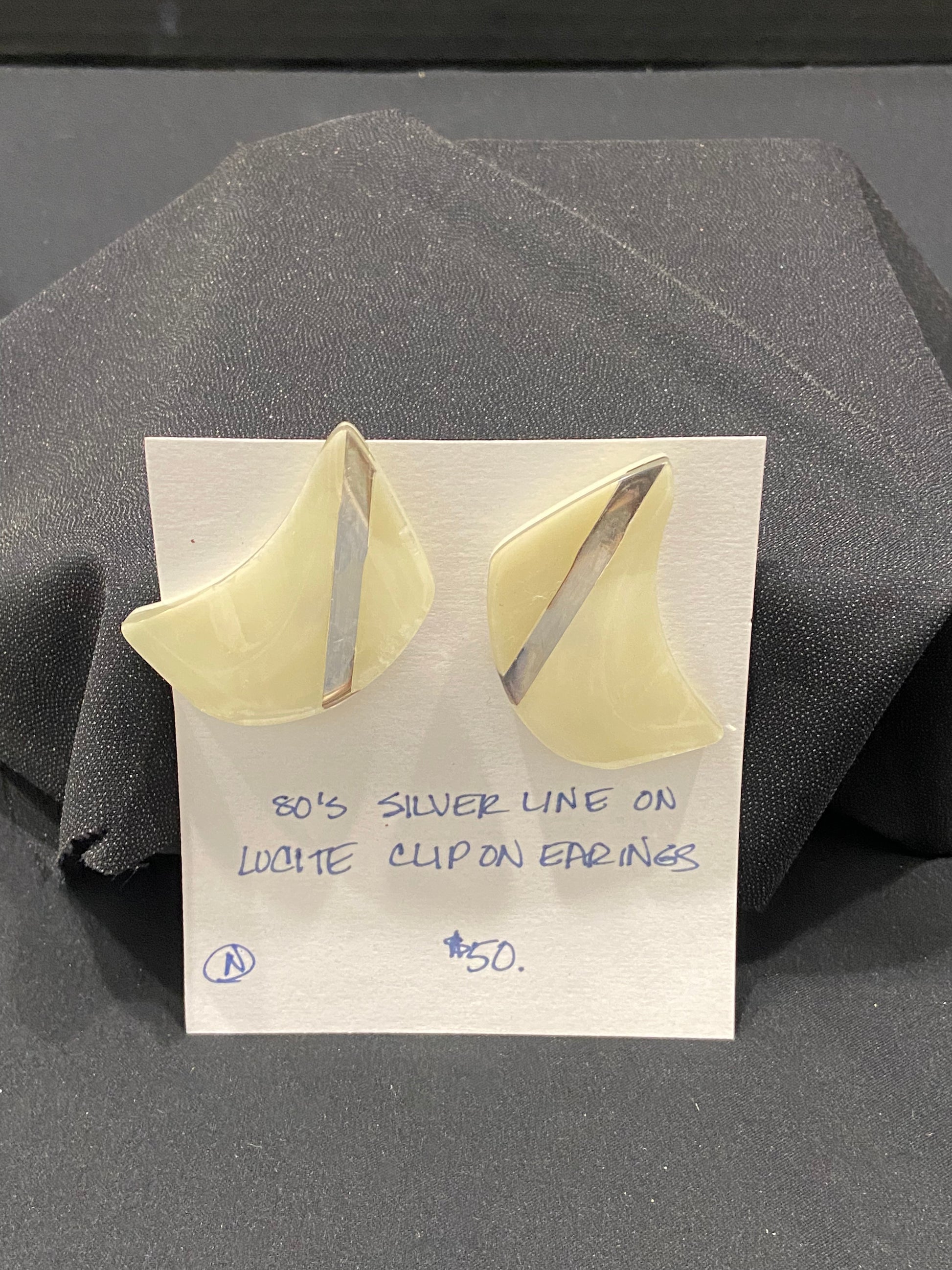 Silver and Lucite Clip-on Earrings