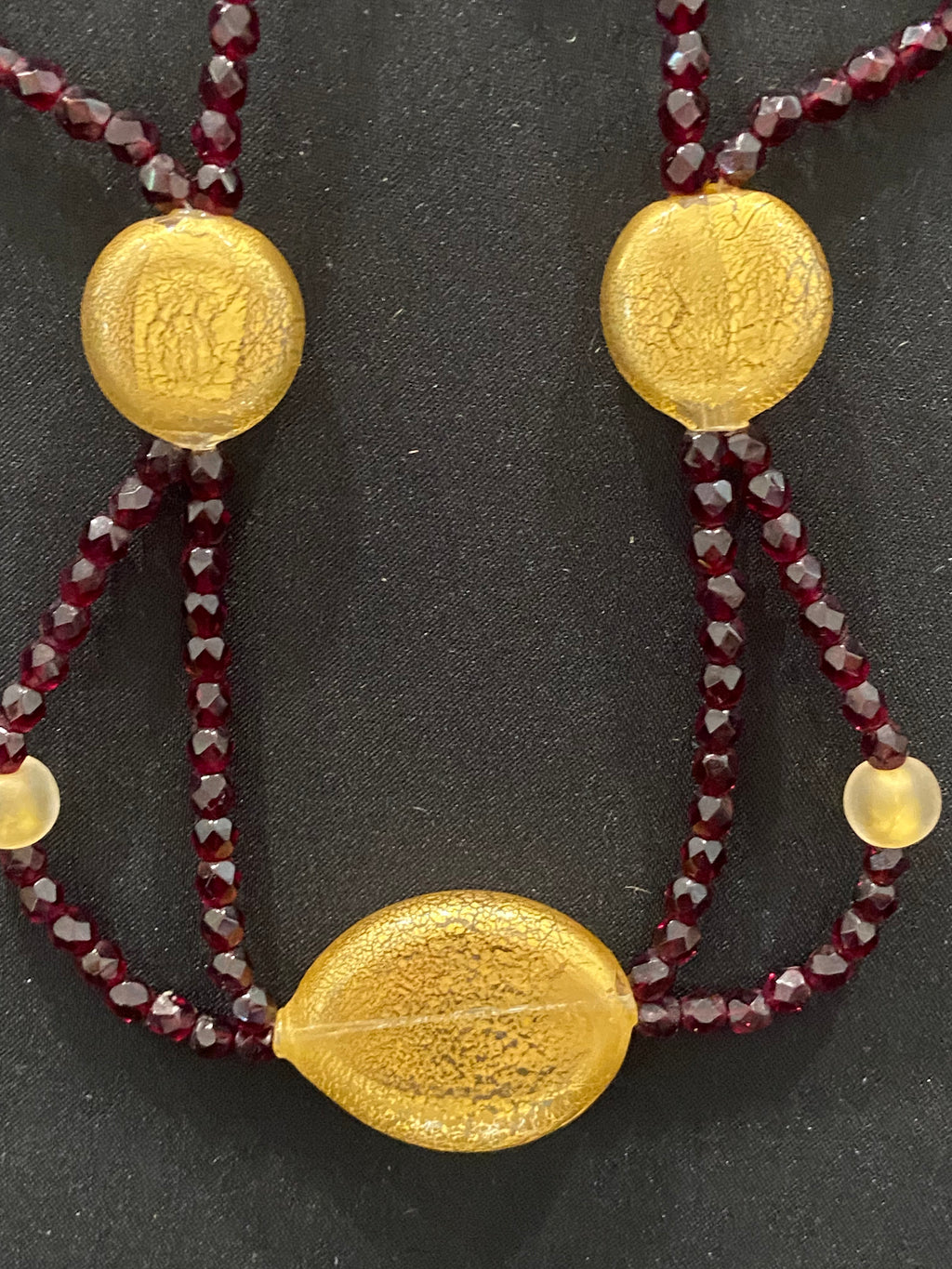 Garnet Necklace with Murano Glass