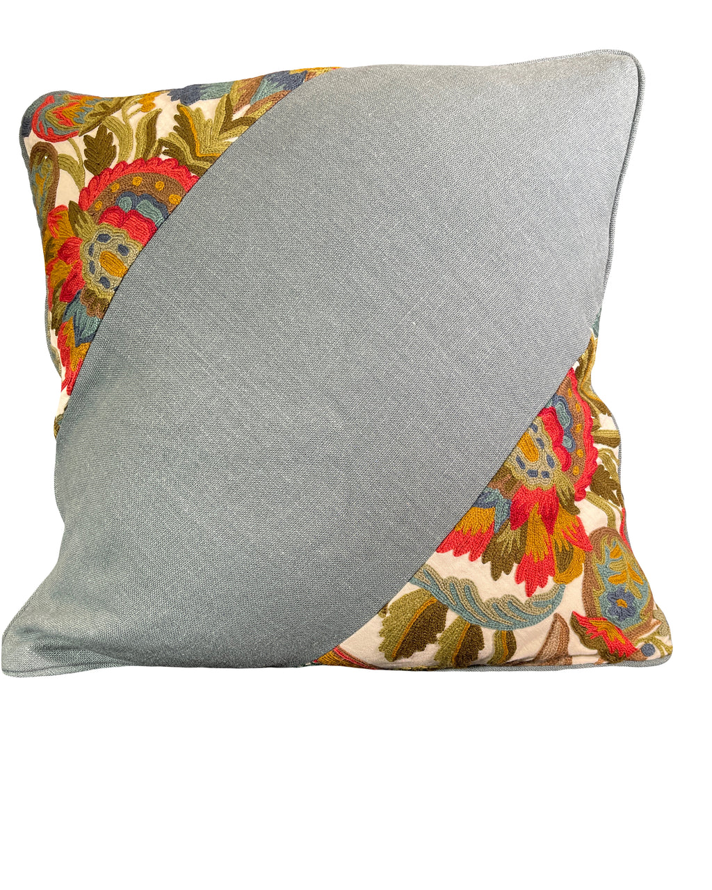 Pillow Cover, Set of 2, wool embroidery on linen ground