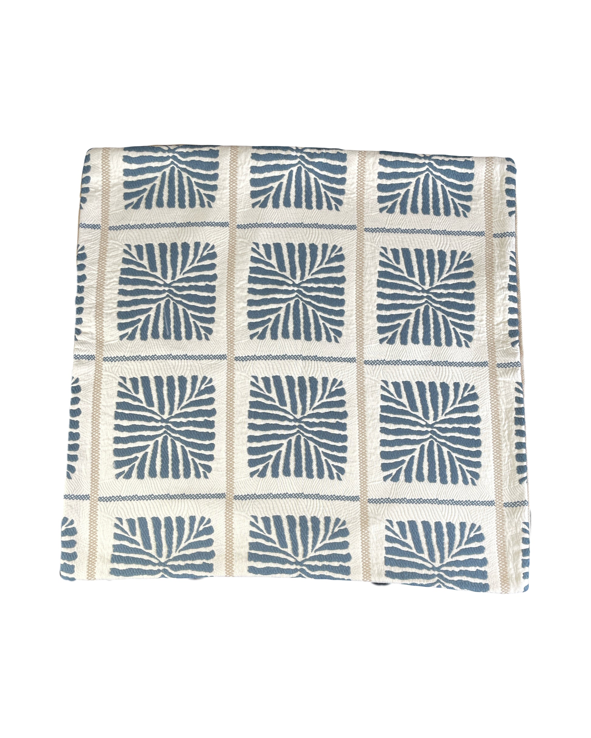 Pillow cover, set of 2, blue stripe squares, with zipper