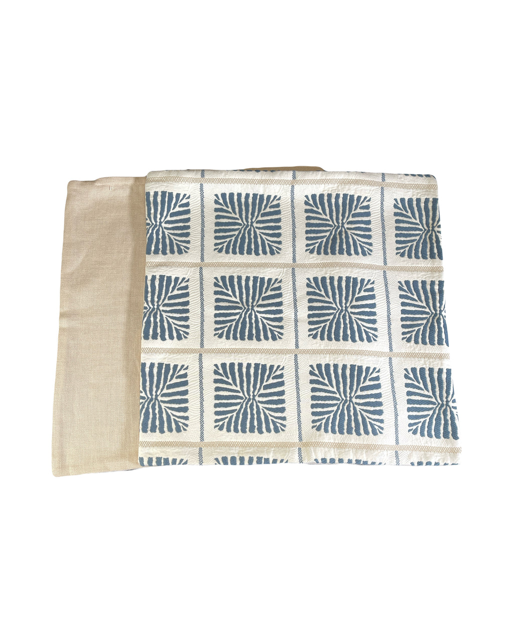 Pillow cover, set of 2, blue stripe squares, with zipper