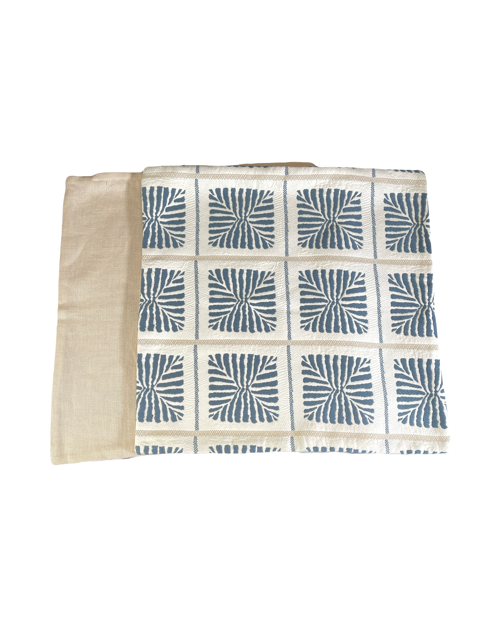 Pillow cover, set of 2, blue stripe squares, with zipper