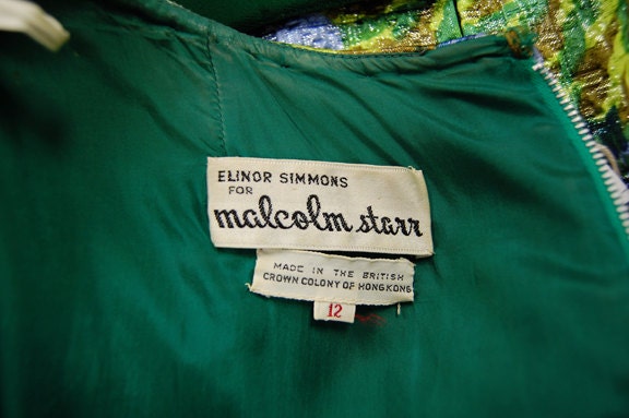 1960 Eleanor Simmons for Malcolm Starr Silk and Velvet Patchwork Evening Gown