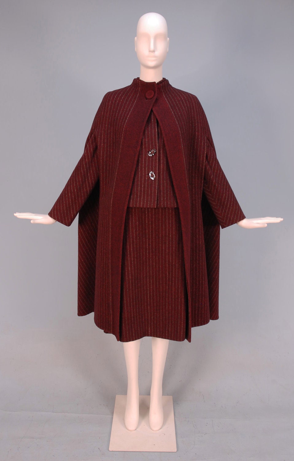 Pauline Trigere Striped Wool Ensemble, c. 1970
