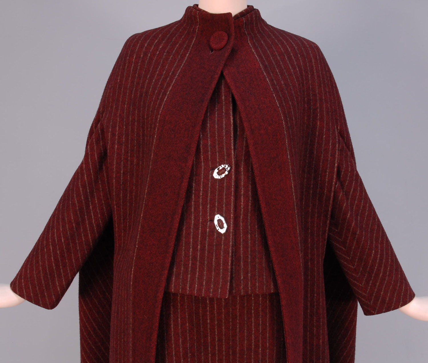 Pauline Trigere Striped Wool Ensemble, c. 1970