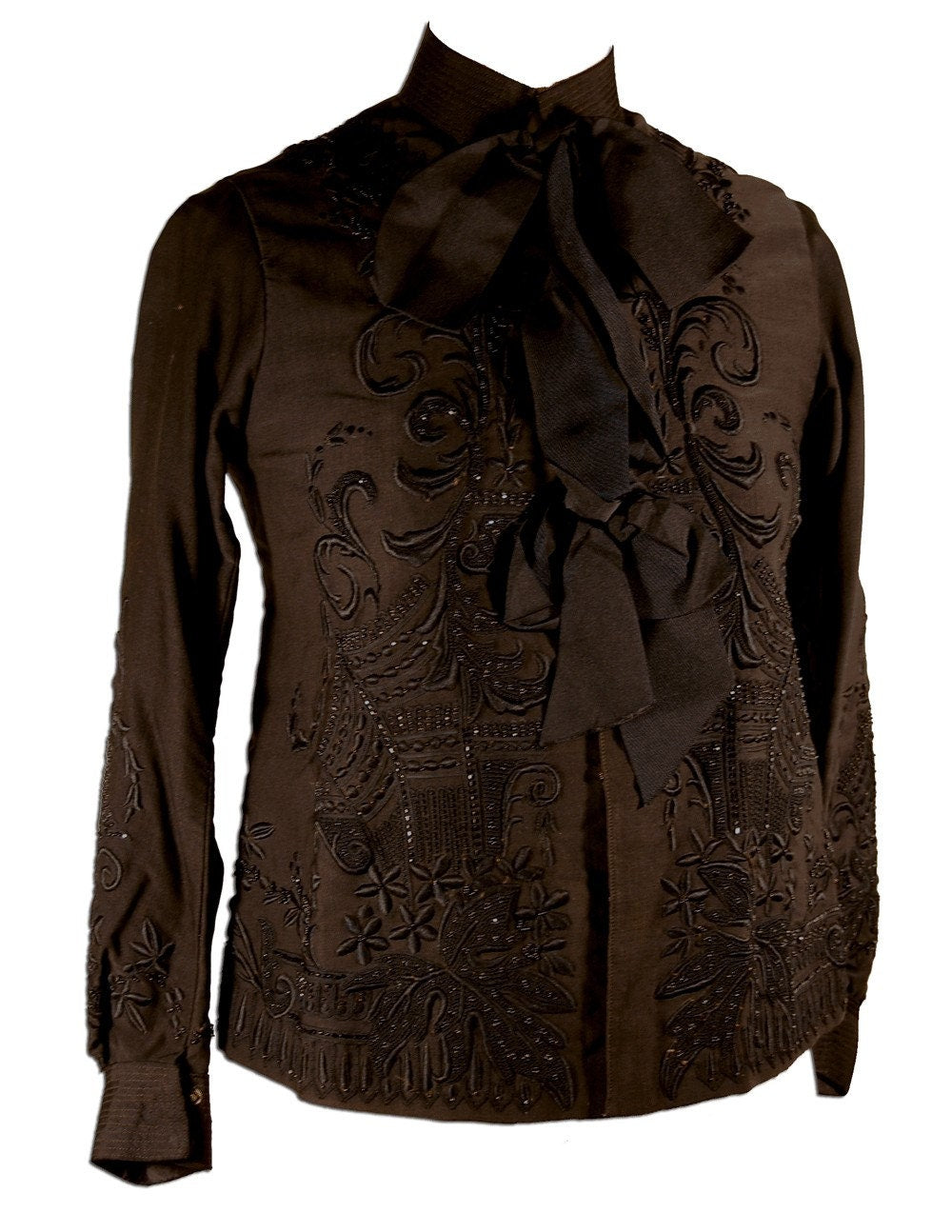 Victorian Era Antique Vintage Black Embroidered Jacket