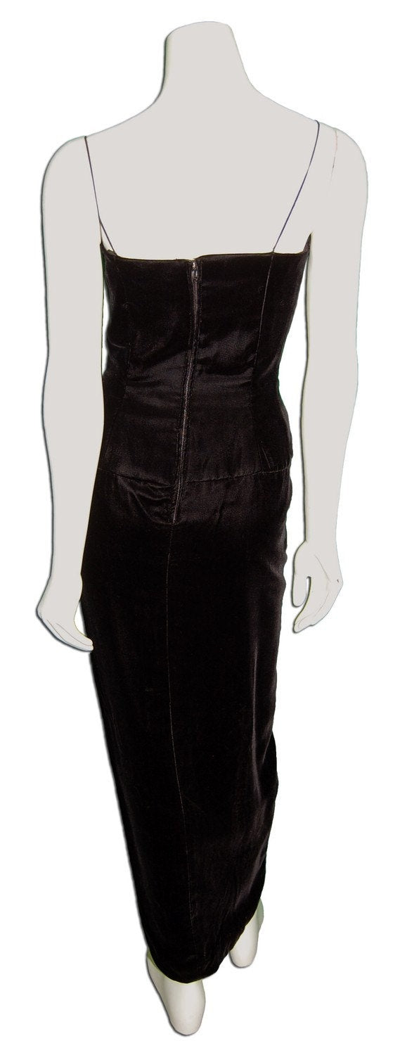 1980s Vintage After 5 Black Velvet Cocktail Dress