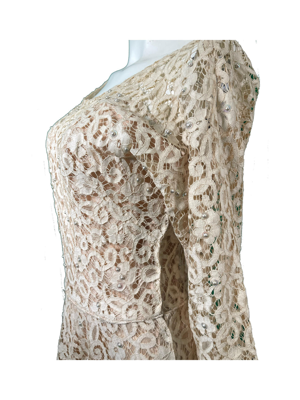 Ivory Lace Dress with pearl and sequin detailing from 1950’s