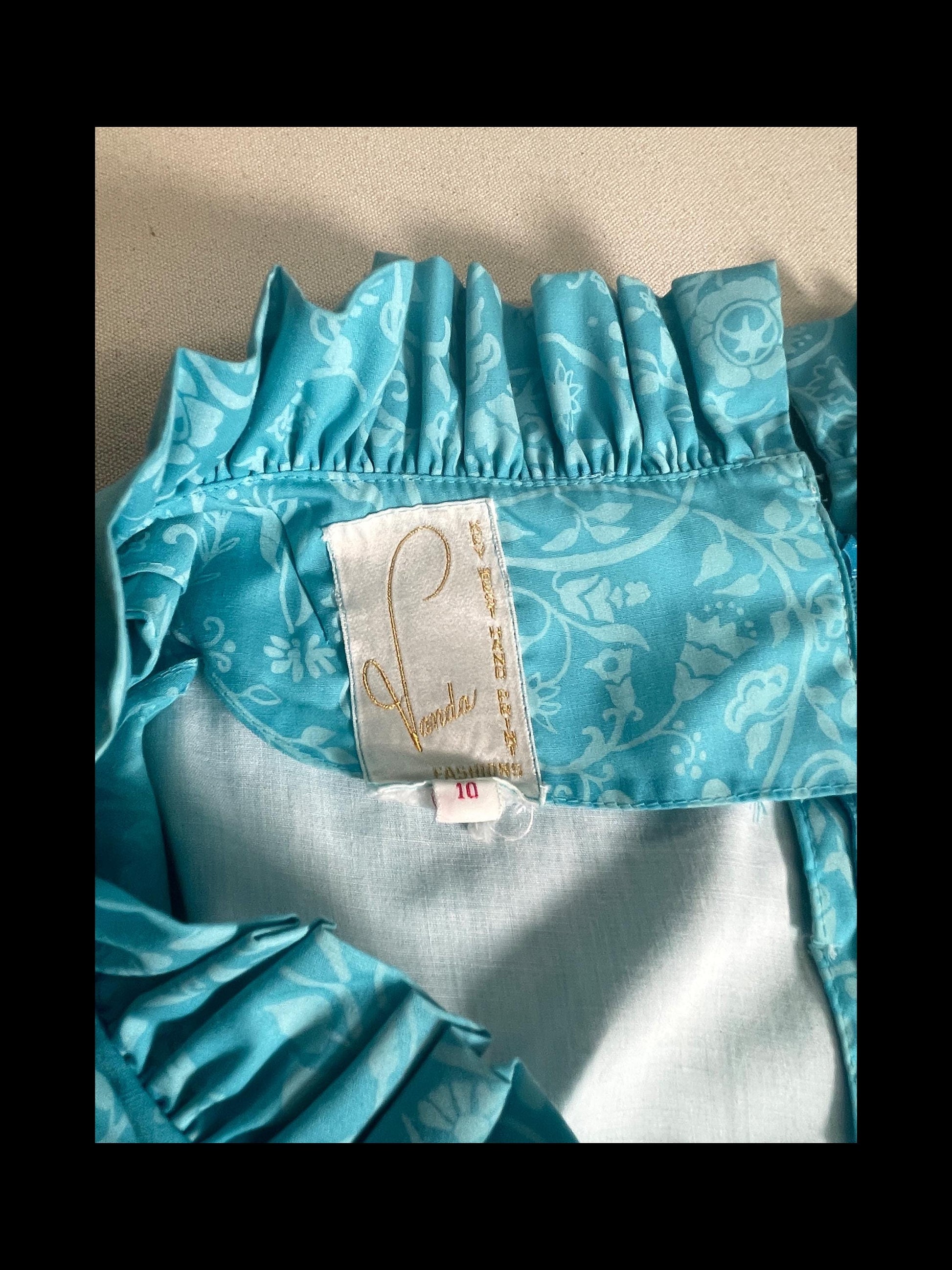 1980s Vanda’s Key West Hand Print sleeveless floorlength dress