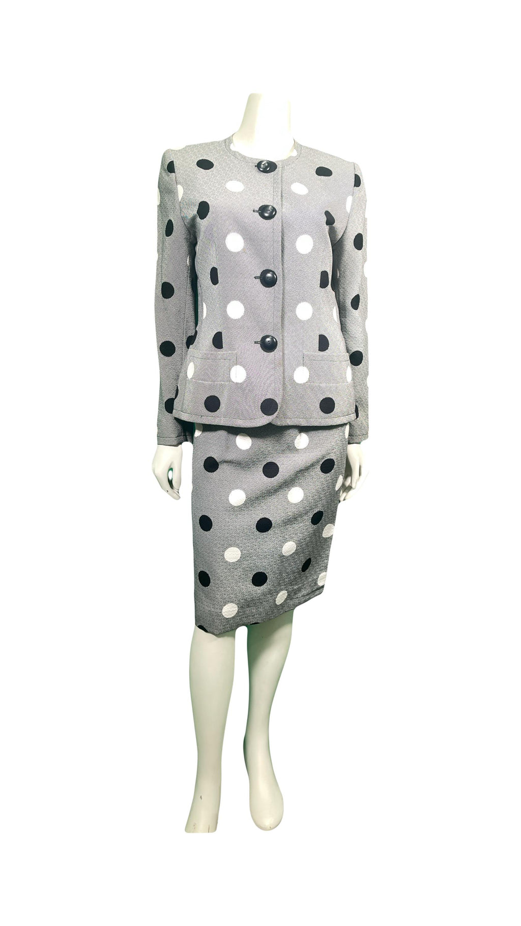 1980s Givenchy Polka Dot Skirt Suit