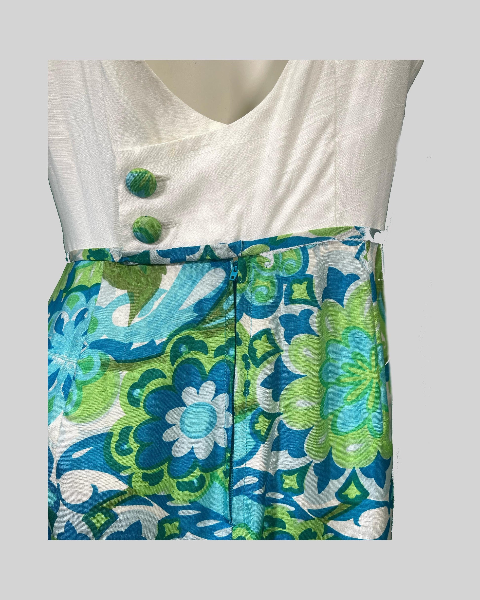 1970’s Silk Printed Sleeveless Dress with Jacket