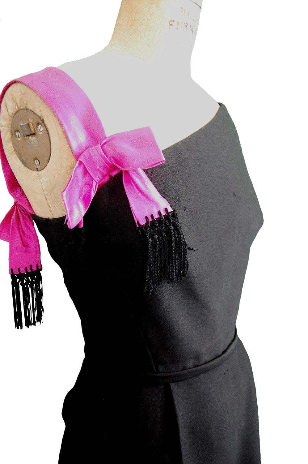 Little Black Dress Vintage Pink One Shoulder Detail