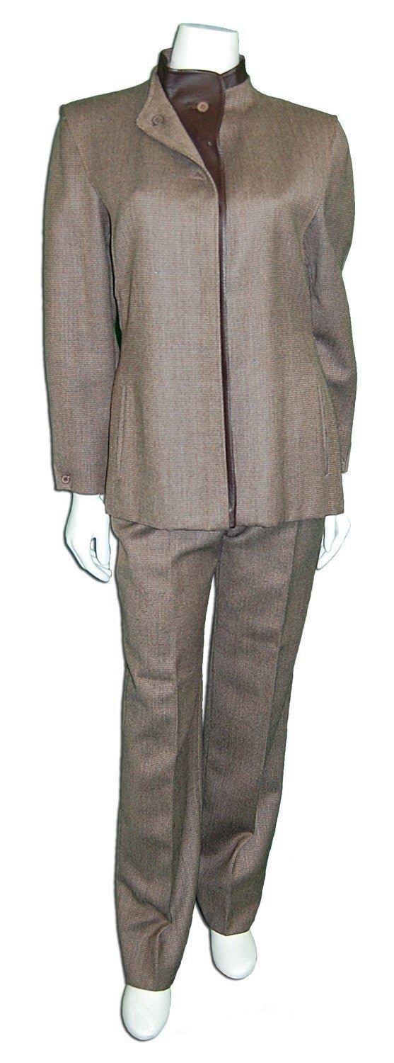 1970s Vintage Basile Wool and Leather Suit