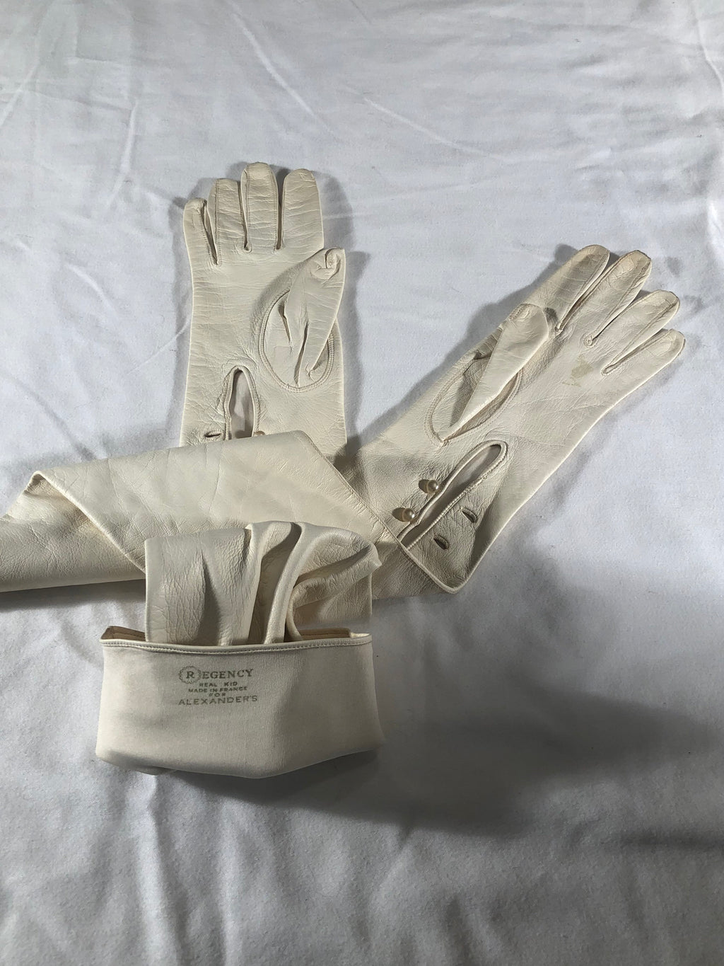 White Formal Length Leather Gloves