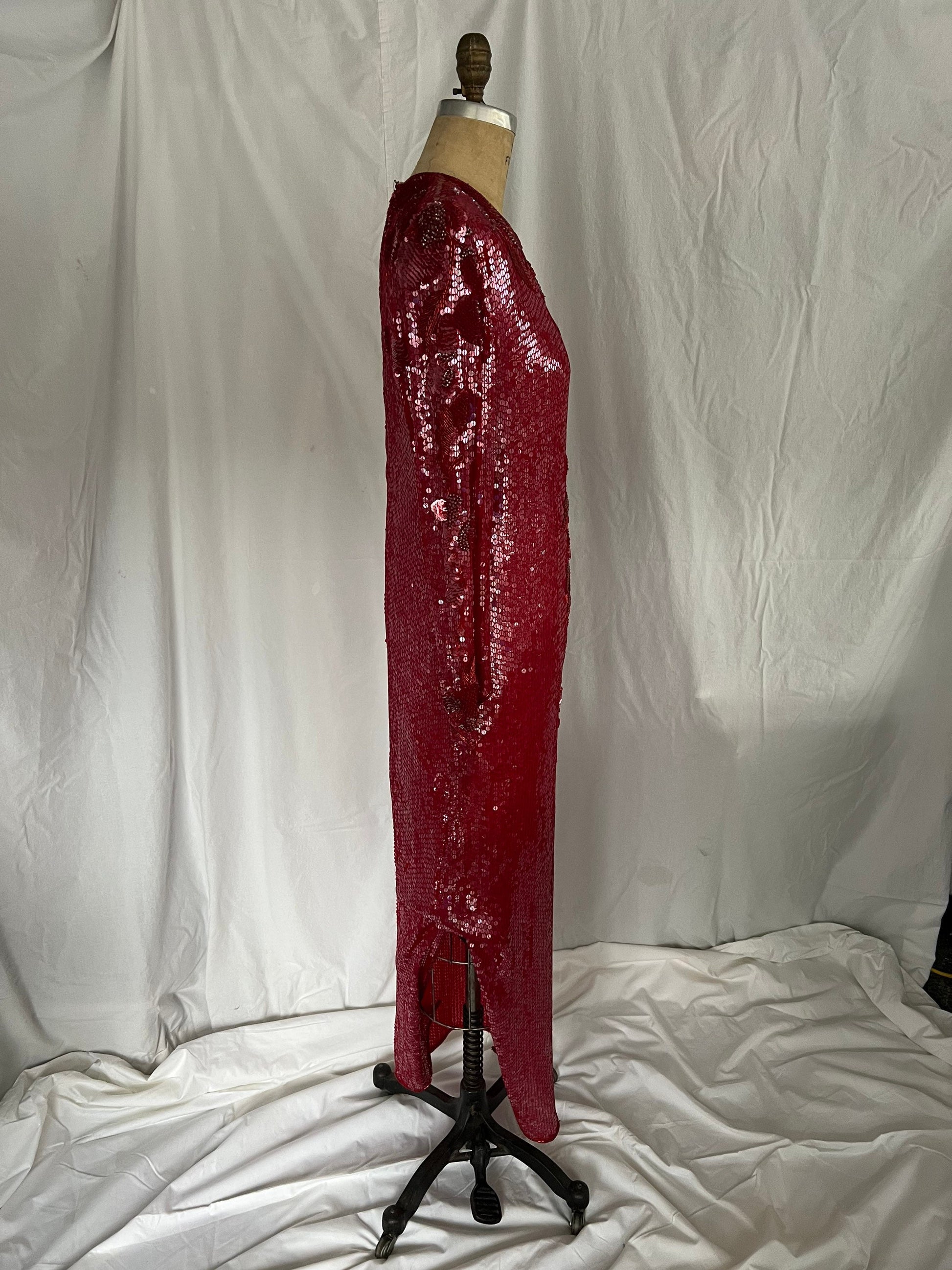 Hand beaded Long Sleeve Silk Gown