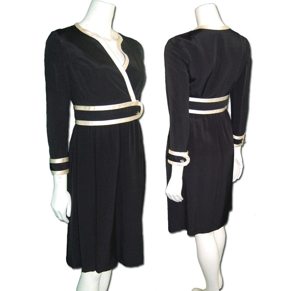 Oscar De la Renta Little Black Dress with white details circa 1960