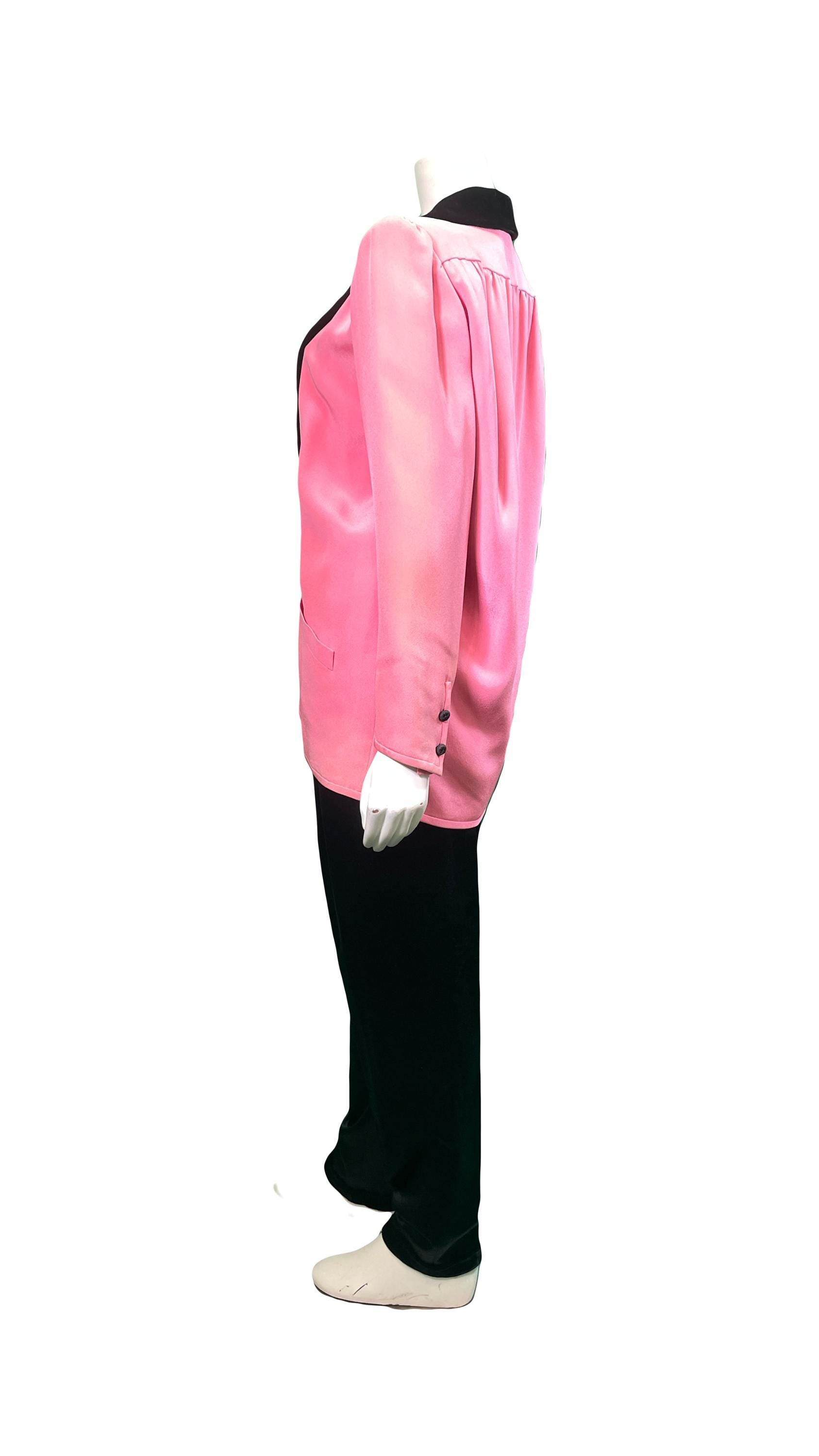 Valentino 1980s Pink Tux jacket with Black Satin Pants