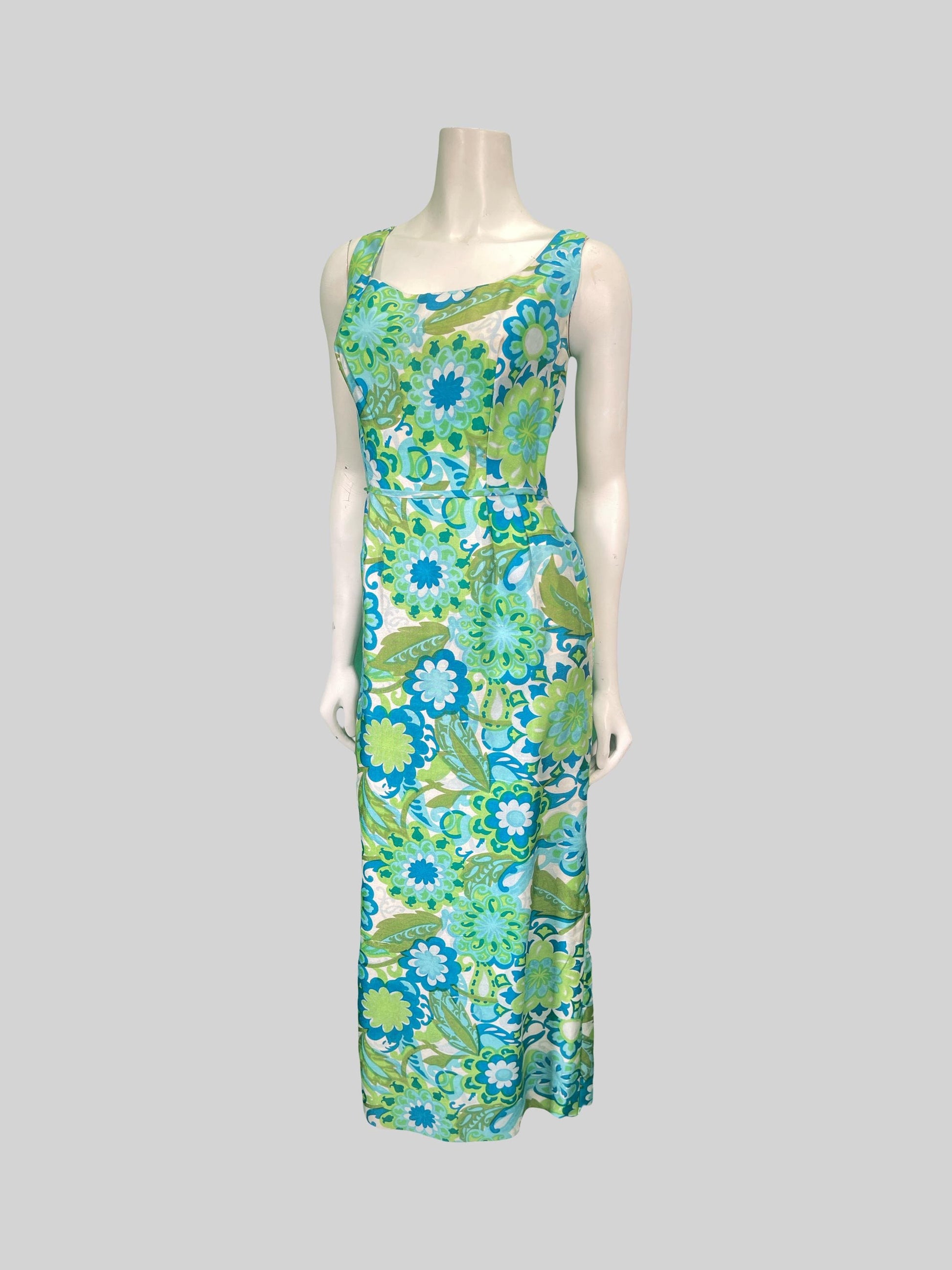 1970’s Silk Printed Sleeveless Dress with Jacket