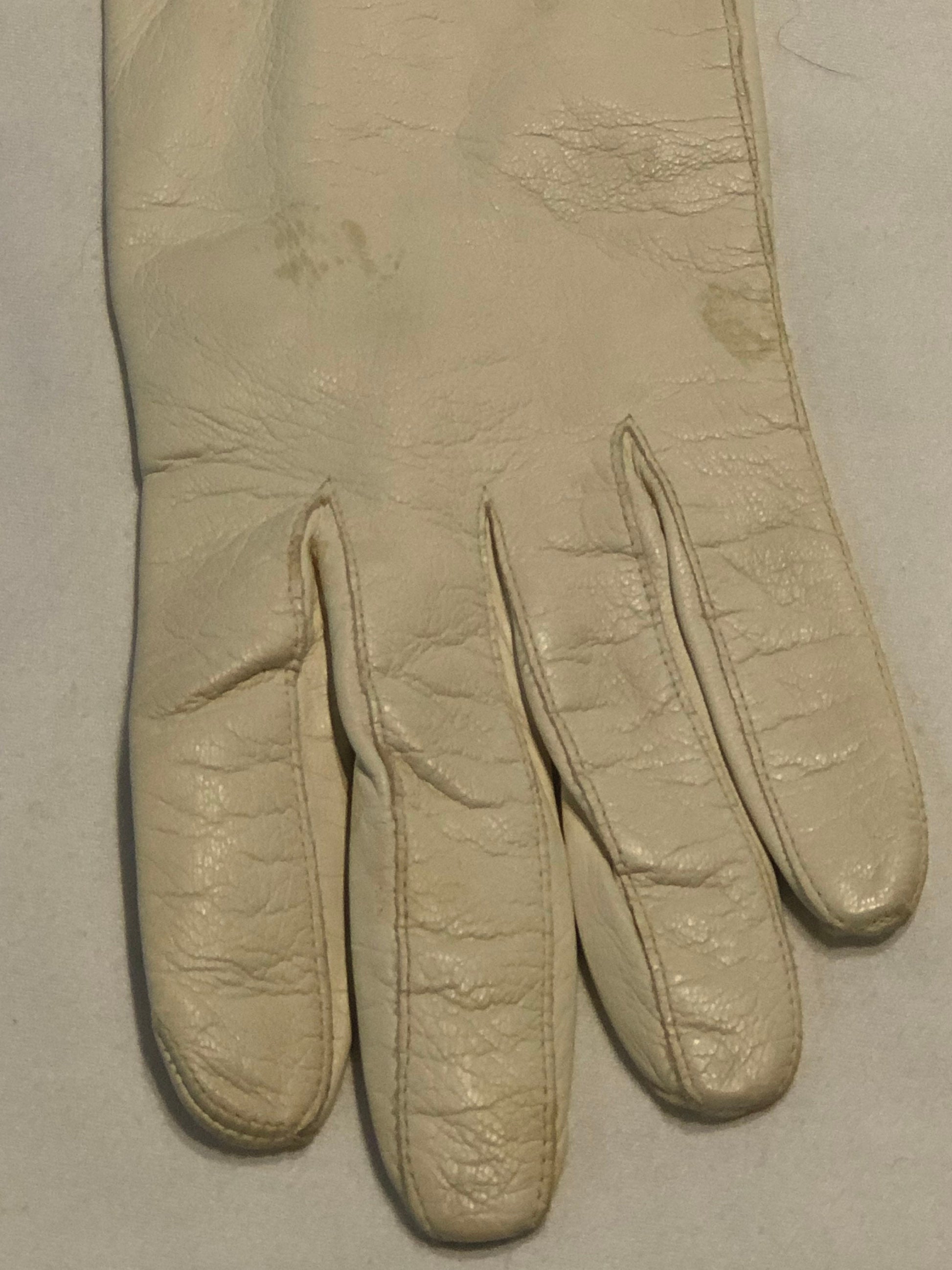 White Formal Length Leather Gloves