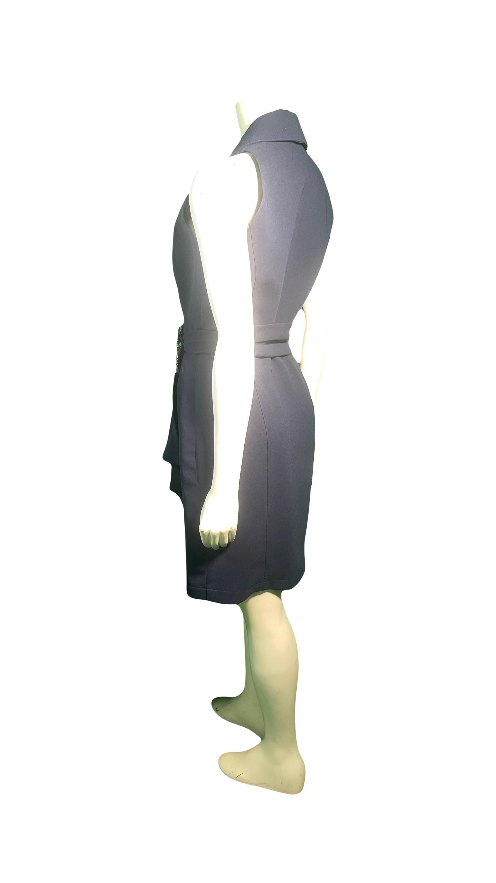 Thierry Mugler 1990s Navy Sleeveless Wrap Dress