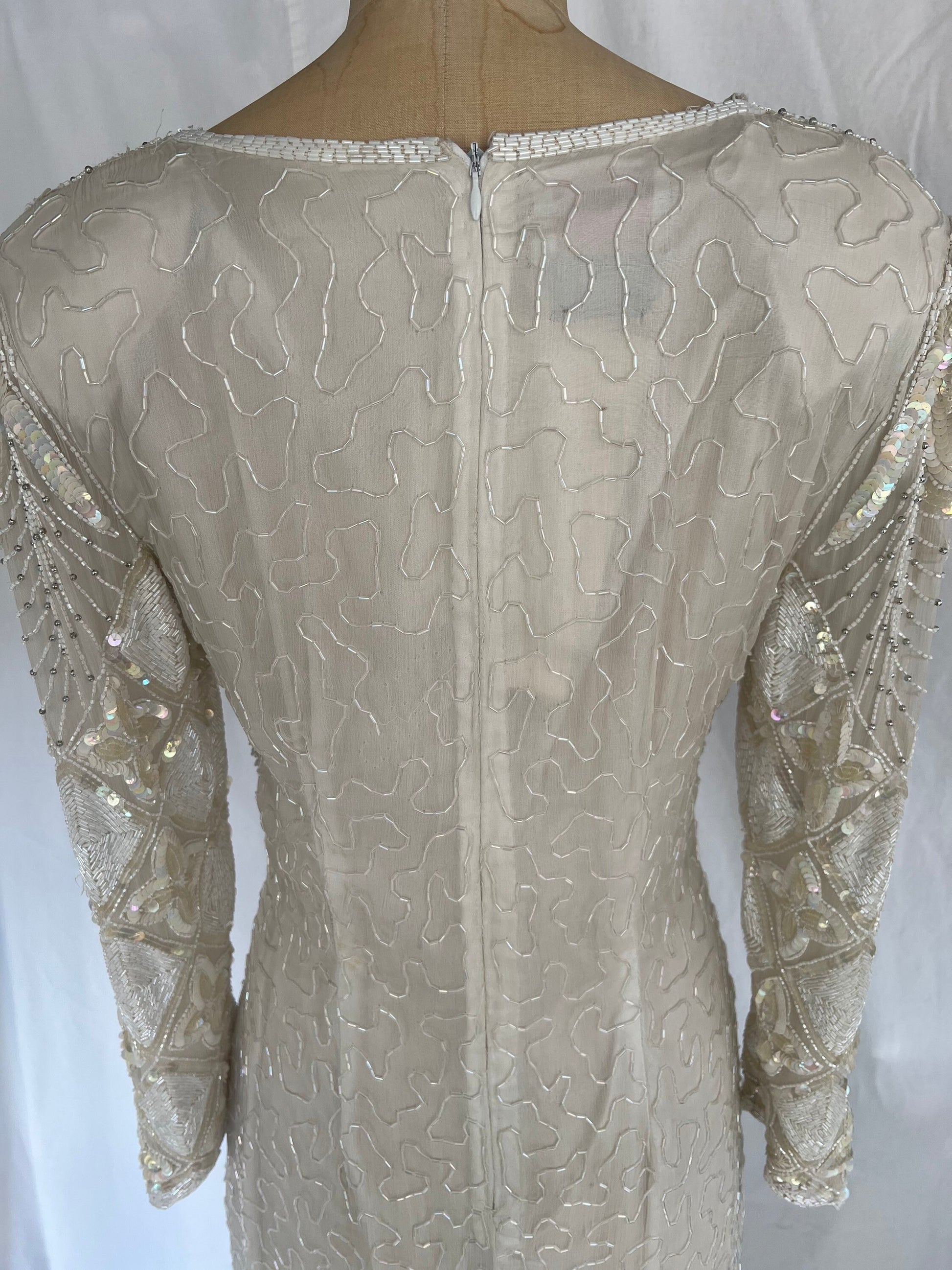 1980s Silk Sequin & Beaded Dress with Original Tags
