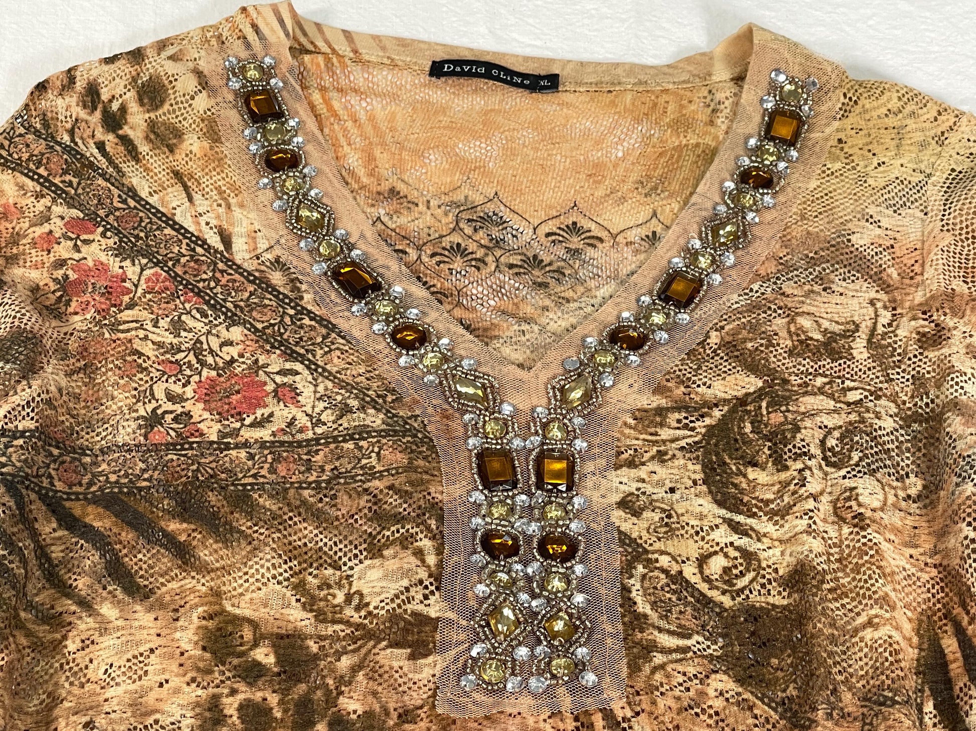 David Cline Beaded Neckline Tee