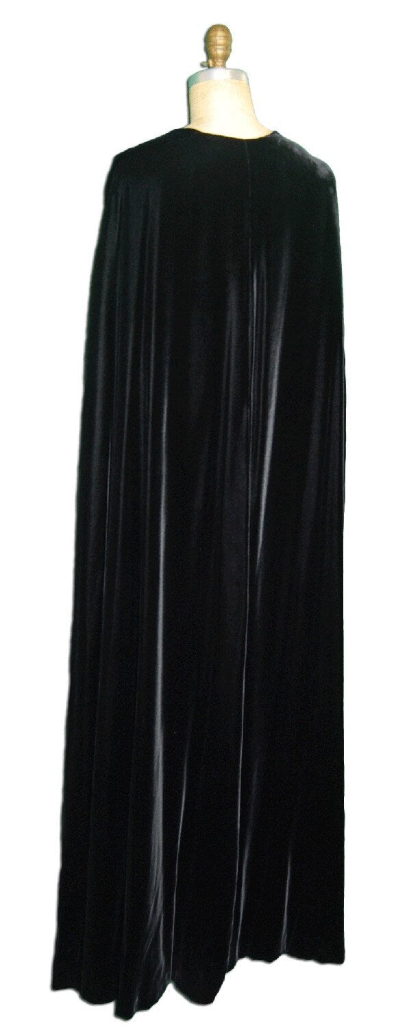 1980s Vintage Black Silk Velvet Cape