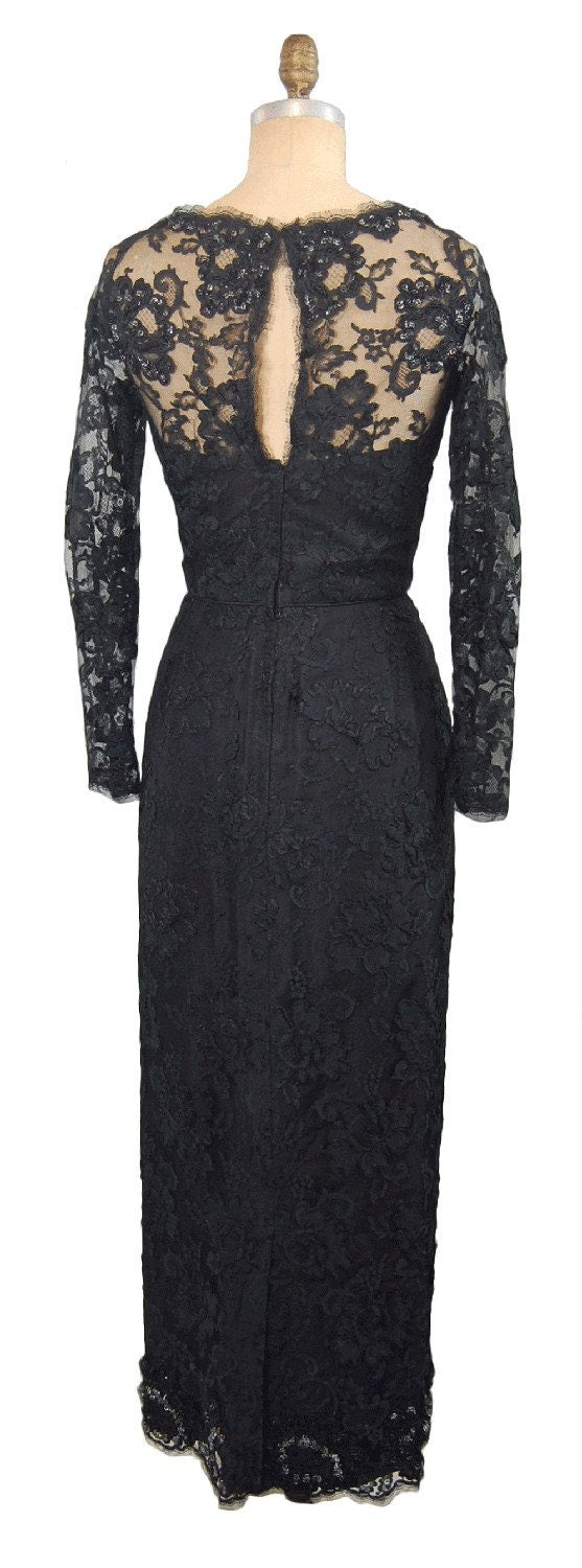 Black Beaded Lace Dress