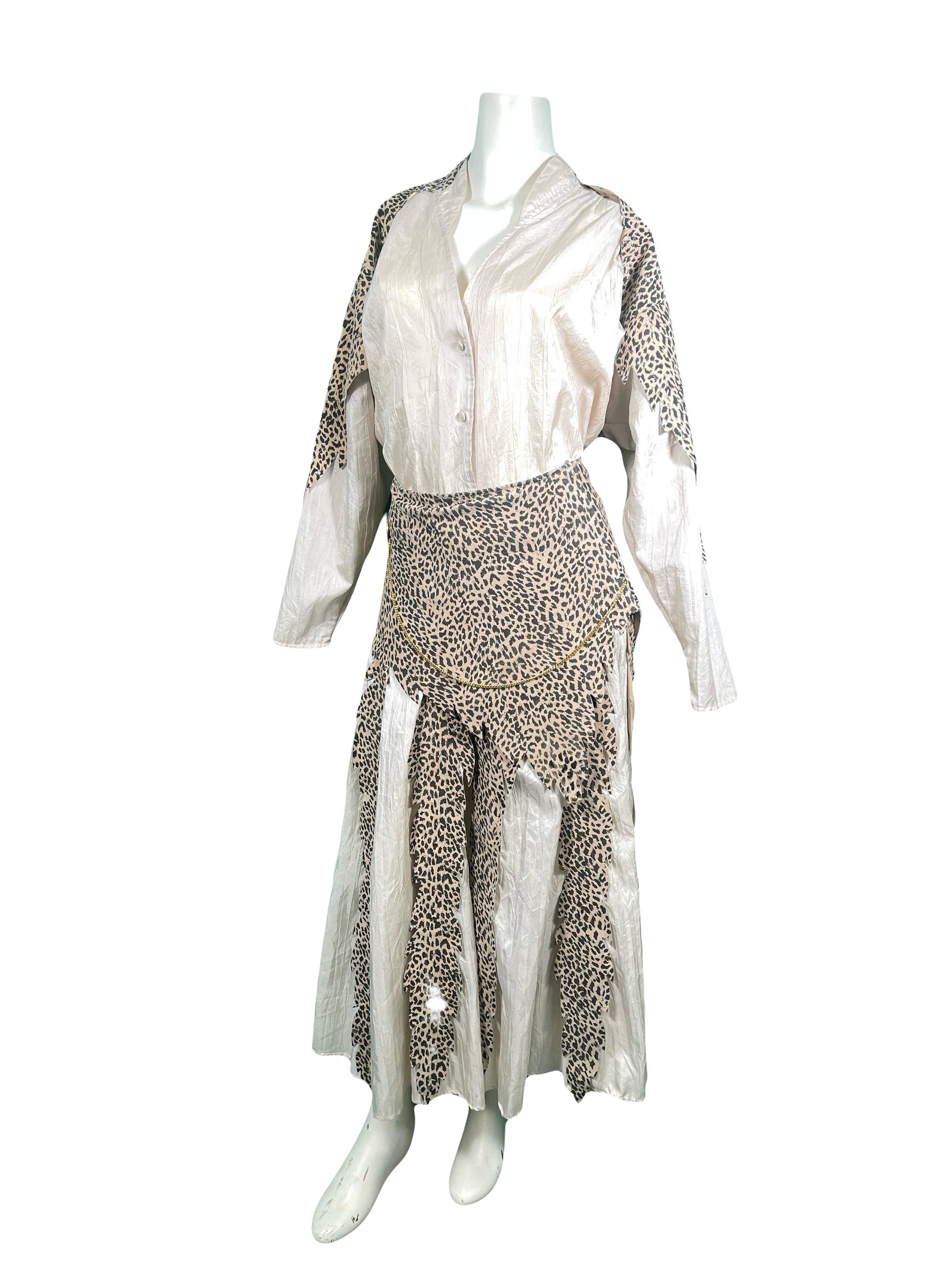 1990s  Printed Leather and Silk Set