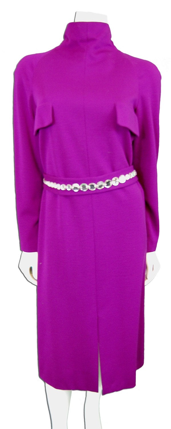 Pauline Trigere Plum Jersey Knit Dress