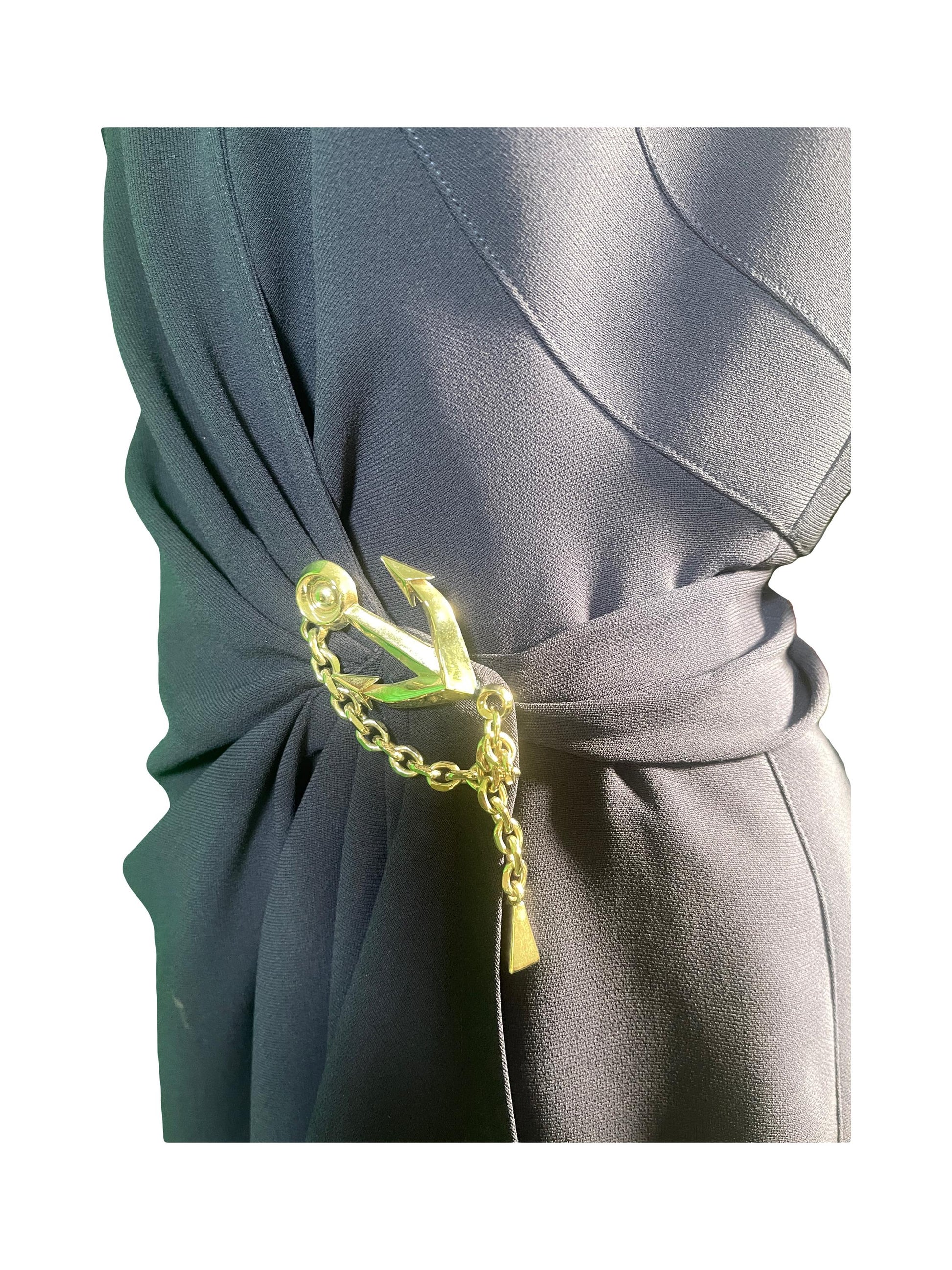 Thierry Mugler 1990s Navy Sleeveless Wrap Dress