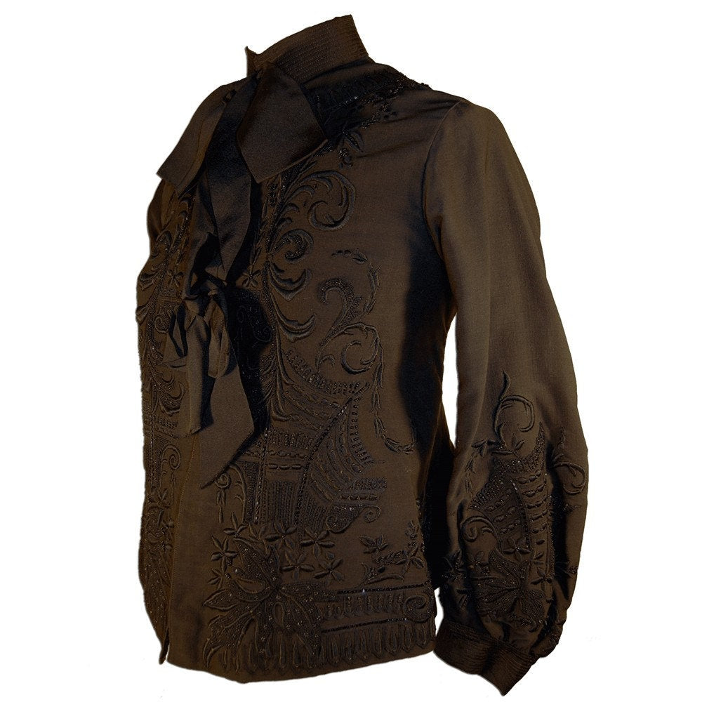 Victorian Era Antique Vintage Black Embroidered Jacket