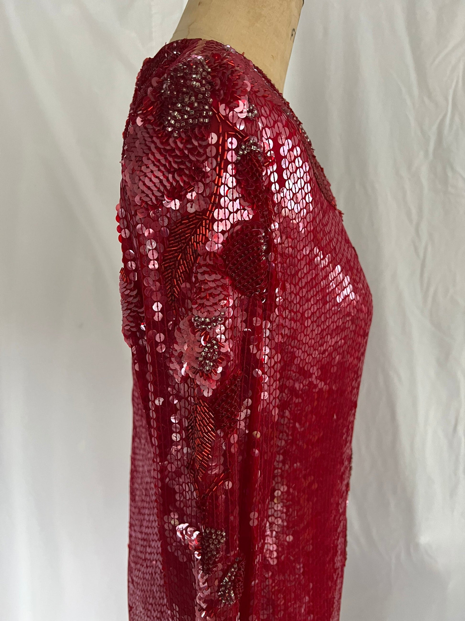 Hand beaded Long Sleeve Silk Gown