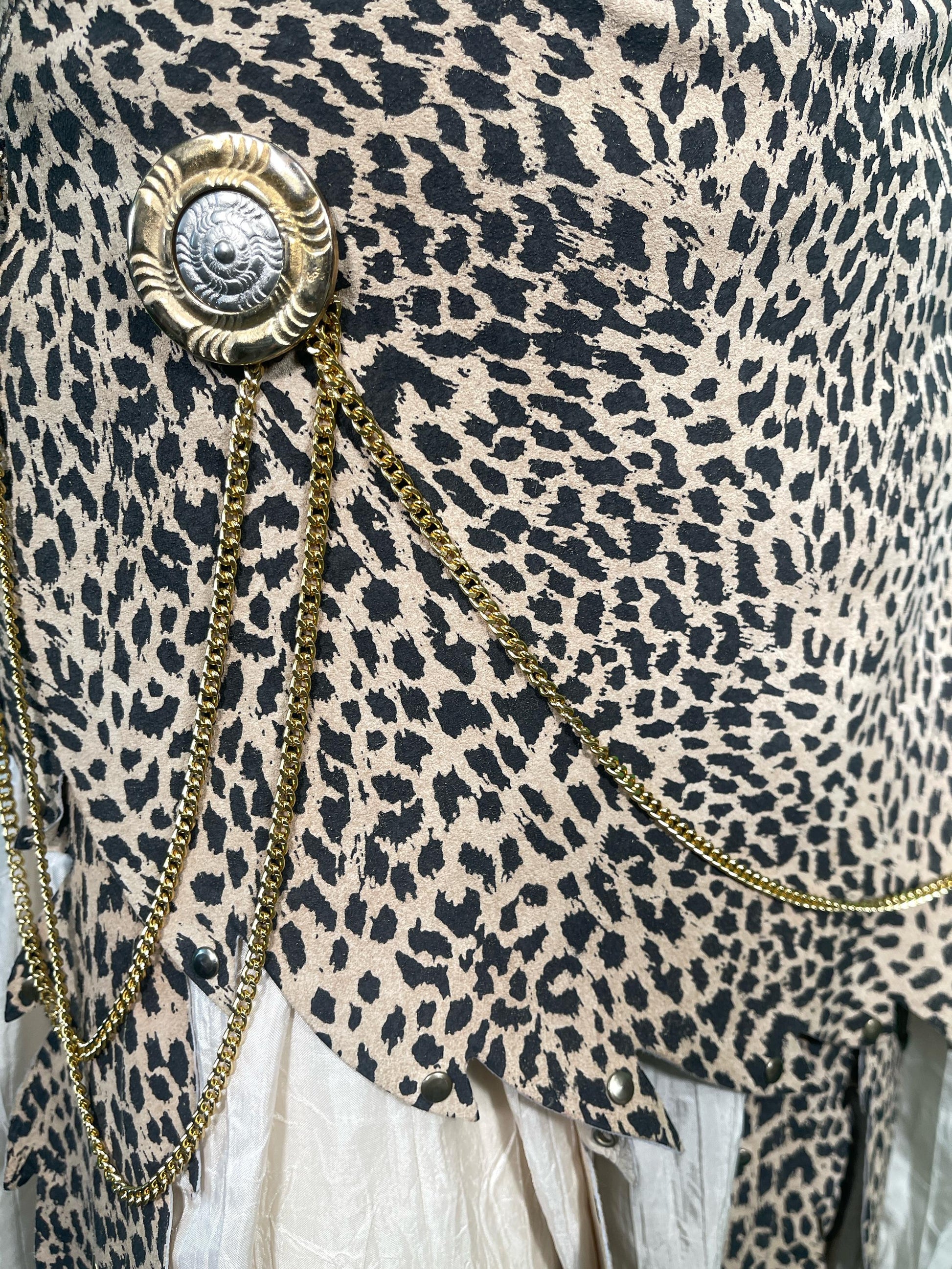 1990s  Printed Leather and Silk Set