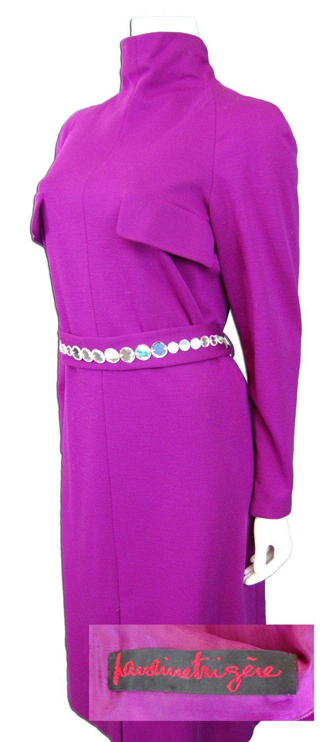 Pauline Trigere Plum Jersey Knit Dress