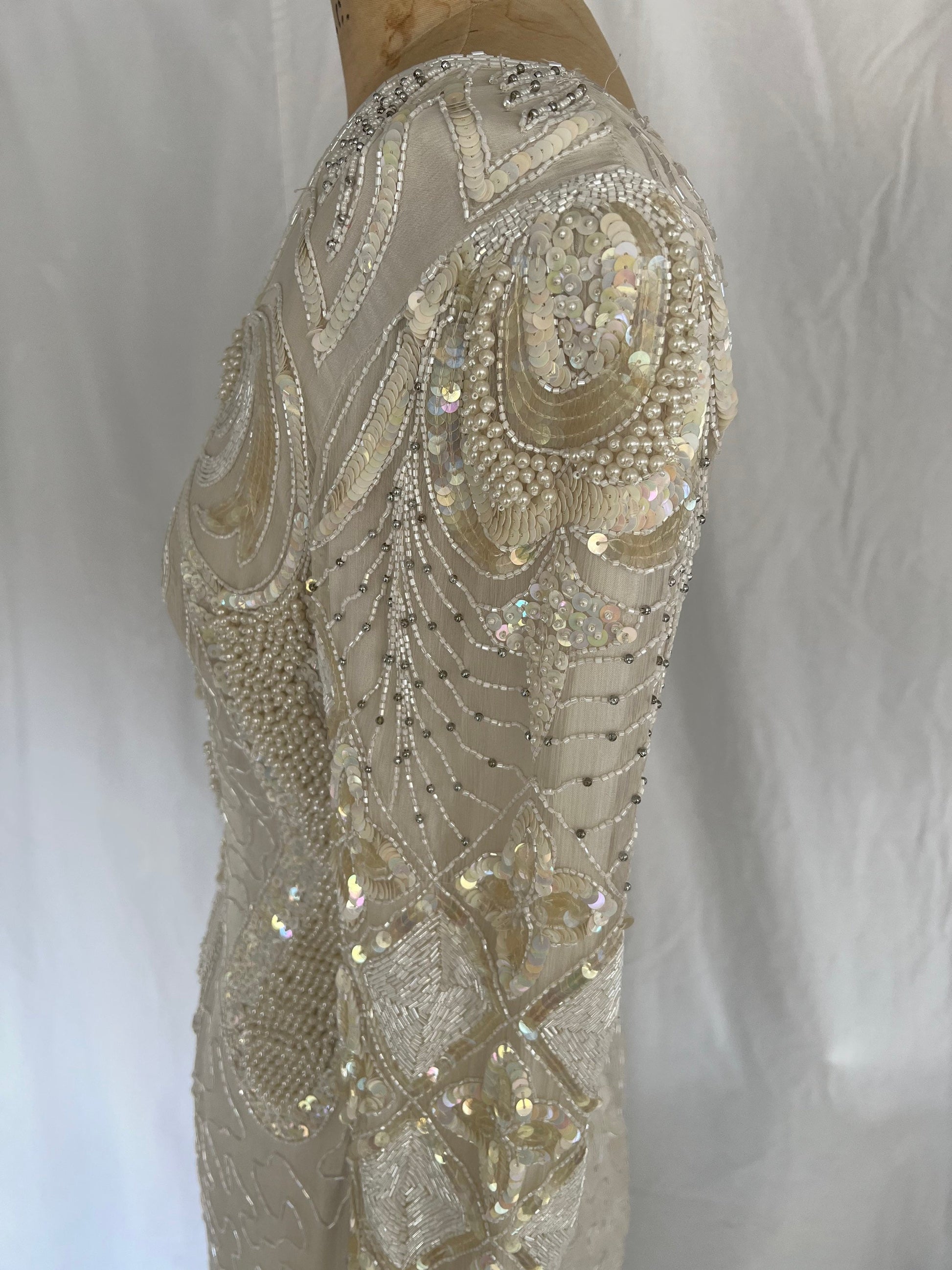 1980s Silk Sequin & Beaded Dress with Original Tags